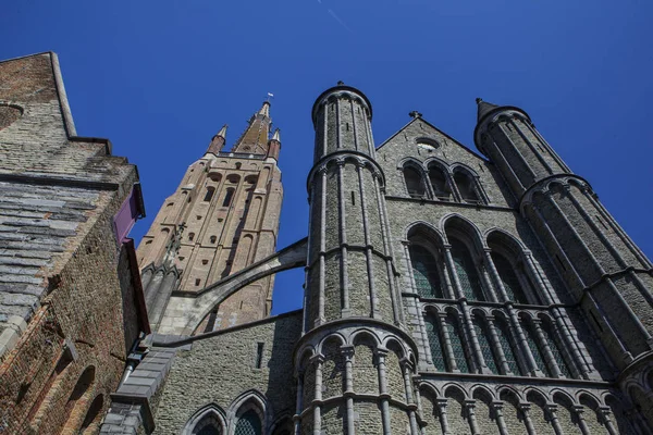 Bruges Belgium Medieval Brickwork Building Downtown Historic Center Brugge Gothic — Stock Photo, Image