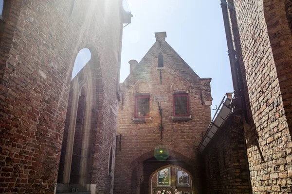 Brugge België Middeleeuwse Bakstenen Gebouw Centrum Historisch Centrum Van Brugge — Stockfoto