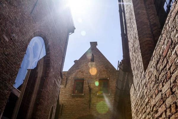 Bruges Belgium Medieval Brickwork Building Downtown Historic Center Brugge Gothic — Stock Photo, Image