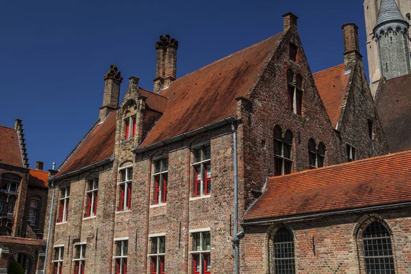 Bruggy Belgie Středověkou Zděnou Budovu Centru Historické Centrum Brugge Gotické — Stock fotografie