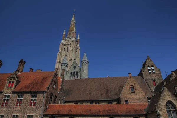 Bruggy Belgie Středověkou Zděnou Budovu Centru Historické Centrum Brugge Gotické — Stock fotografie