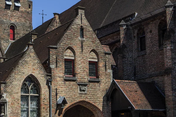 Bruges Belgium Medieval Brickwork Building Downtown Historic Center Brugge Gothic — Stock Photo, Image