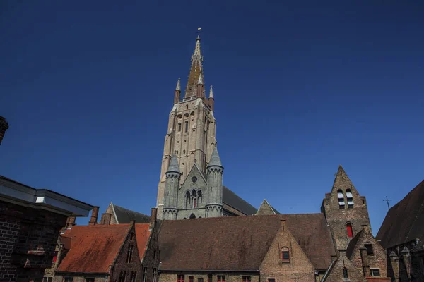 Bruggy Belgie Středověkou Zděnou Budovu Centru Historické Centrum Brugge Gotické — Stock fotografie