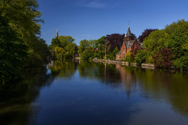Castelo Minnewater Lago Amor Bruges Bélgica — Fotografia de Stock