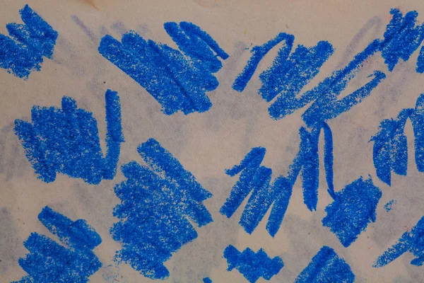 Stylo pastel (stylo à huile) dessin abstrait bleu, fond — Photo