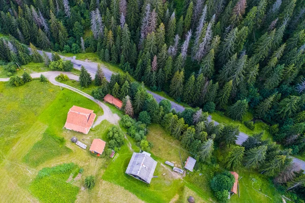 Wälder Wiesen Und Hügel Der Karpaten Mit Drohne Aufgenommen Ukraine — Stockfoto