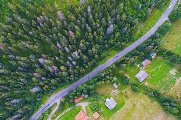 Wälder Wiesen Und Hügel Der Karpaten Mit Drohne Aufgenommen Ukraine — Stockfoto