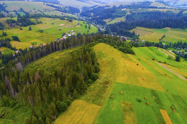 Florestas Prados Colinas Das Montanhas Dos Cárpatos Tomadas Com Drone — Fotografia de Stock