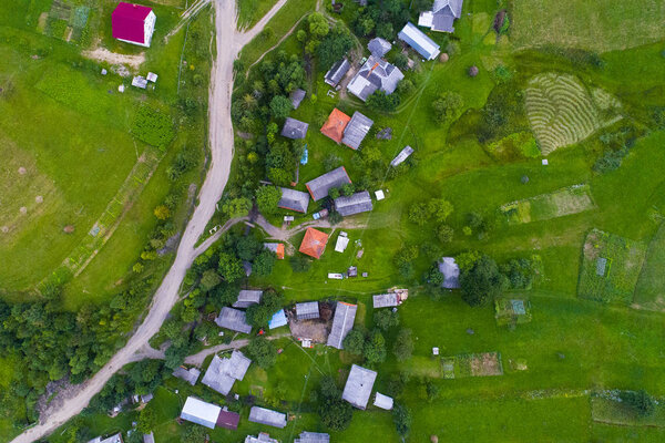 Forests, meadows  and hills of the Carpathian mountains taken with drone, Ukraine