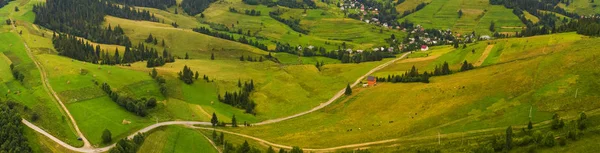 Ormanlar Çayırlar Drone Ukrayna Ile Alınan Karpat Dağları Tepelerinde — Stok fotoğraf