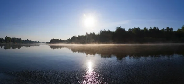 Vue Rivière Desna Avec Brouillard Tôt Matin Prise Avec Drone — Photo