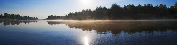 Vue Rivière Desna Avec Brouillard Tôt Matin Prise Avec Drone — Photo