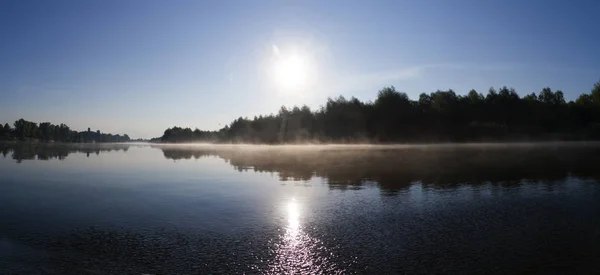 Blick Auf Den Fluss Desna Mit Nebel Frühen Morgen Aufgenommen — Stockfoto