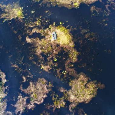 Kiev, Ukrayna yakınlarındaki nehrin üst görünümü-drone ile çekilen