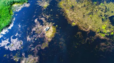 Kiev, Ukrayna yakınlarındaki nehrin üst görünümü-drone ile çekilen