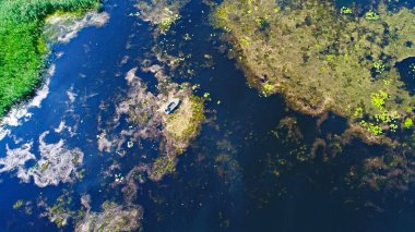 Kiev, Ukrayna yakınlarındaki nehrin üst görünümü-drone ile çekilen