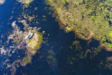 Kiev, Ukrayna yakınlarındaki nehrin üst görünümü-drone ile çekilen