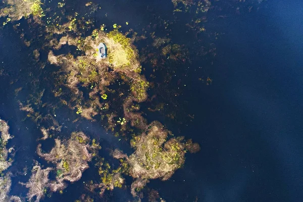 Widok Góry Rzekę Pobliżu Kijowa Ukraina Zrobione Dronem — Zdjęcie stockowe