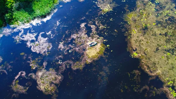 Vista Superior Del Río Cerca Kiev Ucrania Tomada Con Dron — Foto de Stock