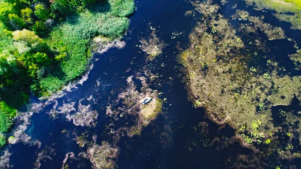 Vista Superior Rio Perto Kiev Ucrânia Tomado Com Drone — Fotografia de Stock