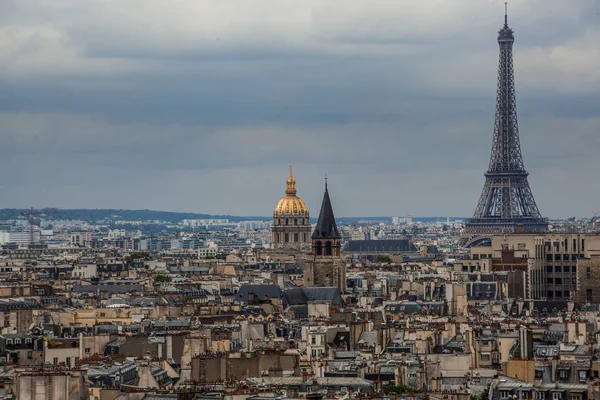 Top View of Paris with Eiffel tower from the Notre Dame de Paris, France