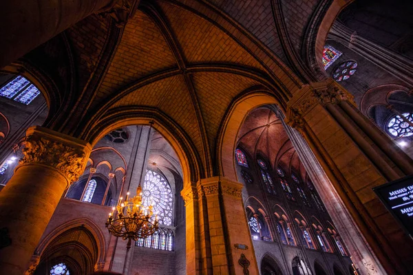 Paris Październik Wnętrze Katedry Notre Dame Paris Października 2016 Budowa — Zdjęcie stockowe