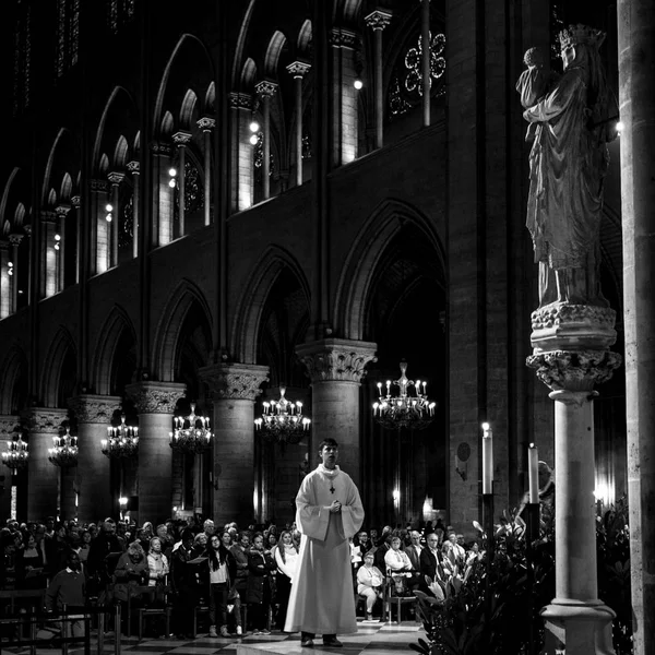 Párizs Franciaország 2016 Október Notre Dame Paris Gótikus Templomának Belseje — Stock Fotó