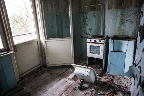 Wewnątrz Opuszczonego Domu Czarnobylu Ukraina — Zdjęcie stockowe