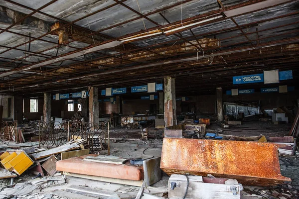 Supermercado Soviético Abandonado Cidade Pripyat Apenas Quilômetros Usina Nuclear Chernobyl — Fotografia de Stock