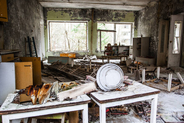 Kindergarten.Chernobyl area. Lost city Pripyat. Modern ruins. Ukraine. Kiev region