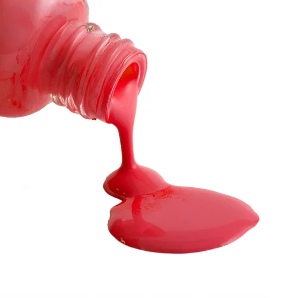 Esmalte Uñas Rojo Primer Plano Aislado Sobre Fondo Blanco — Foto de Stock