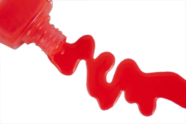 Red Nail Polish Closeup Isoliert Auf Dem Weißen Hintergrund — Stockfoto