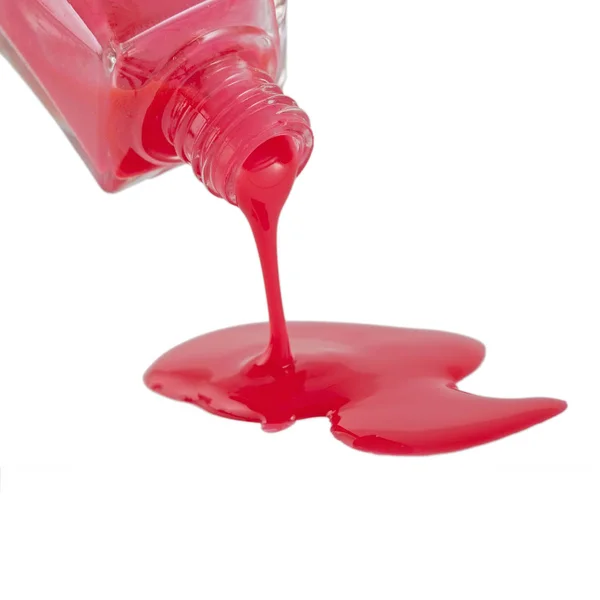 Red Nail Polish Closeup Geïsoleerd Witte Achtergrond — Stockfoto