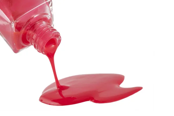 Red Nail Polish Closeup Geïsoleerd Witte Achtergrond — Stockfoto