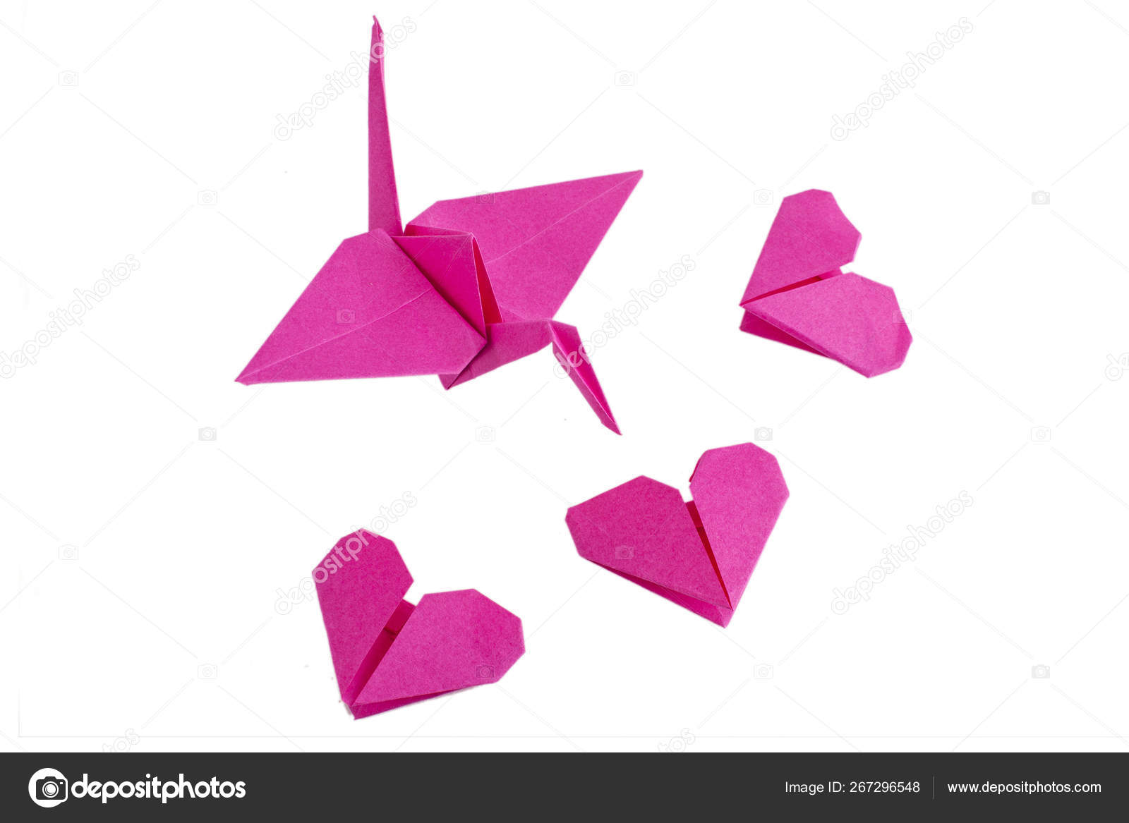 Pink Origami Crane Hearts Isolated Stock Photo by ©Alexandra Lande