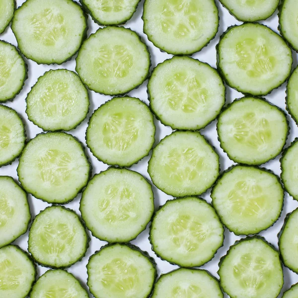 Frische Grüne Scheiben Gurken Hintergrund — Stockfoto