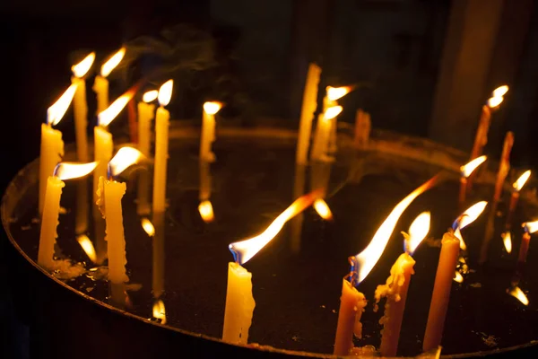 Candles Light Holy Sepulchre Cathedral Jerusalem — Zdjęcie stockowe