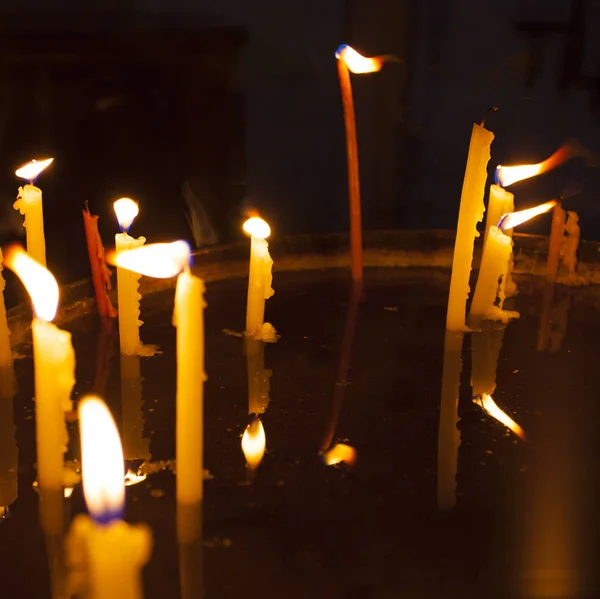 Candles Light Holy Sepulchre Cathedral Jerusalem — Stockfoto