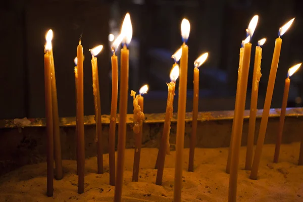 Candles Light Holy Sepulchre Cathedral Jerusalem — Stock Photo, Image