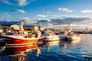Husavik, İzlanda - 17 Ağustos 2017: Histor'un güzel görünümü