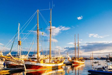 Husavik, İzlanda - 17 Ağustos 2017: Histor'un güzel görünümü