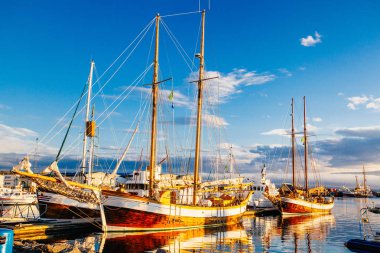 Husavik, İzlanda - 17 Ağustos 2017: Histor'un güzel görünümü