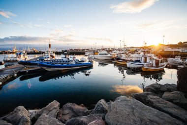 Husavik, İzlanda - 17 Ağustos 2017: Histor'un güzel görünümü