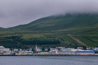 Husavik, İzlanda - 17 Ağustos 2017: Histor'un güzel görünümü