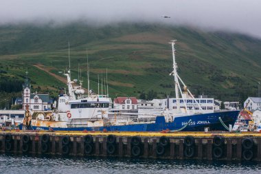 Husavik, İzlanda - 17 Ağustos 2017: Histor'un güzel görünümü