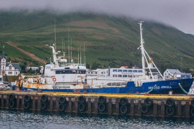 Husavik, İzlanda - 17 Ağustos 2017: Histor'un güzel görünümü