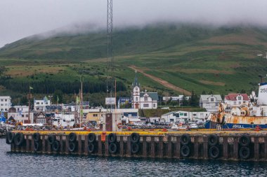 Husavik, İzlanda - 17 Ağustos 2017: Histor'un güzel görünümü