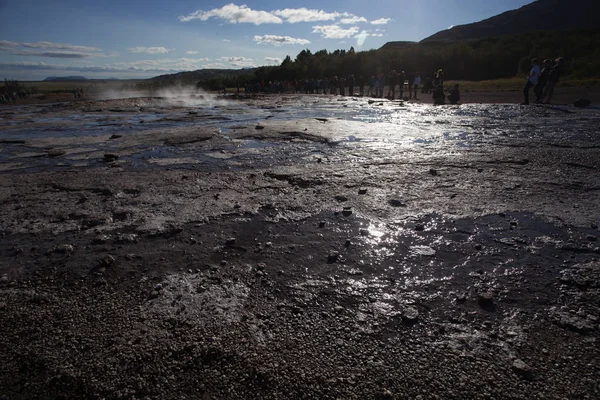 Národní Park Strokkur Geyser Islandu — Stock fotografie