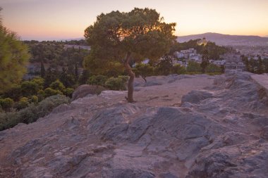 Gün batımı saatinde Atina'nın en iyi görünümü, Yunanistan