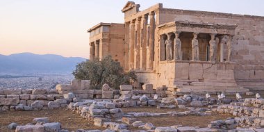 Atina Akropolis Ünlü Erechtheon antik binası, Yunanistan
